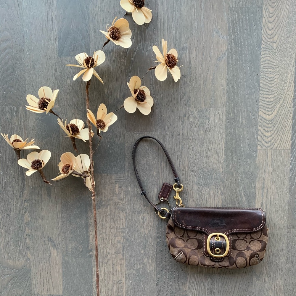 Brown Coach Wristlet with Buckle
